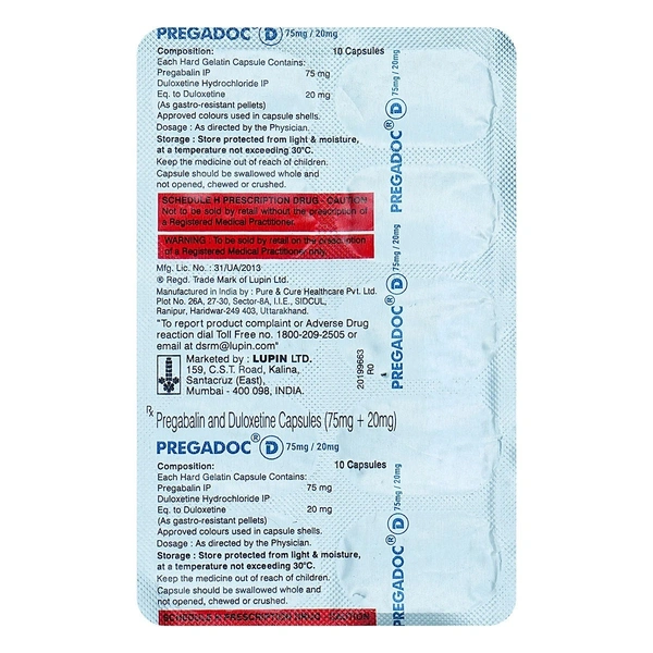 LUPIN Pregadoc D 75/20Mg (10 Cap)