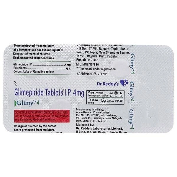 DR.REDDY'S LAB LTD. Glimy 4Mgtab (10 Tab)