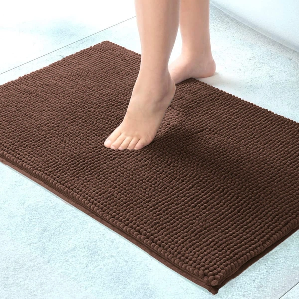 Luxe Home International Luxe Home Chenille Bathmat ( 37x56 cm ) Bathroom mat - Coffee I Soft, Non Slip, Washable | Bath Mat for Home or Bedroom Floor Mat - 37x56 cm, Coffee
