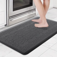 Luxe Home International Anti-Fatigue (45x75 cm) Kitchen Mat – Cushioned Support, Stylish and Durable, Easy to Clean, Non-Slip Bottom – Ideal for Kitchen, Desk, Laundry, Garage - 45x75 cm, Black