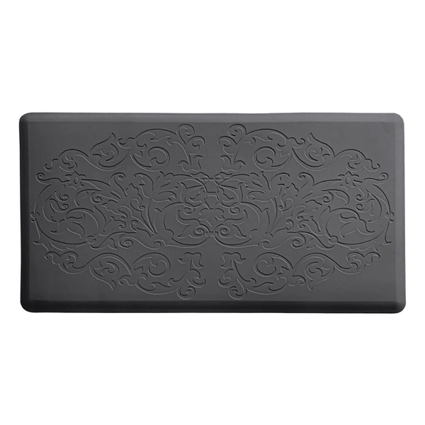 Luxe Home International Anti-Fatigue (45x75 cm) Kitchen Mat β Cushioned Support, Stylish and Durable, Easy to Clean, Non-Slip Bottom β Ideal for Kitchen, Desk, Laundry, Garage - 45x75 cm, Black