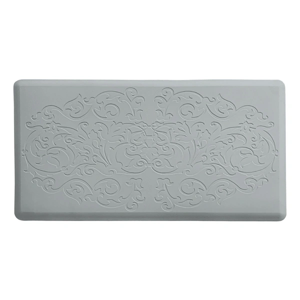 Luxe Home International Kitchen Mat Anti-Fatigue (45x75 cm)β Cushioned Support, Stylish and Durable, Easy to Clean, Non-Slip Bottom β Ideal for Kitchen, Desk, Laundry, Garage - 45x75 cm, Silver