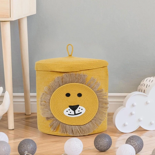 Luxe Home International Cotton Basket for Storage Foldable wardrobe Multipurpose use Laundry Basket (12"X12") Baby Bucket Hamper Cloth Storage Box Kitchen,Office And Living Room - 12"x12", Yellow