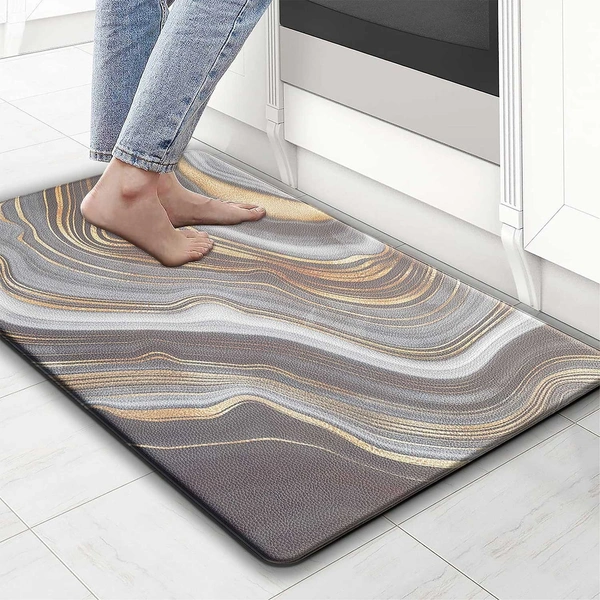 Luxe Home International Anti-Fatigue Kitchen Mat Non-Slip Cushioned Comfort Mat - Geometric Pattern Standing Desk Mat - Waterproof and Easy to Clean for Home and Office - 45x75 cm, Waves