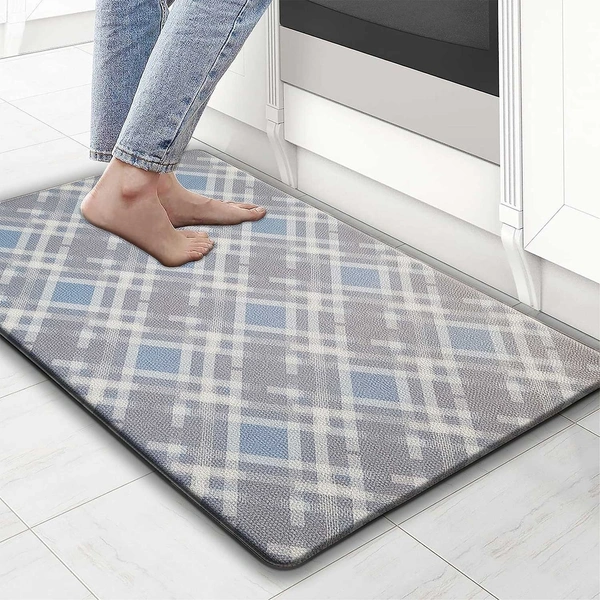 Luxe Home International Kitchen Mat Anti-Fatigue Non-Slip Cushioned Comfort Mat - Geometric Pattern Standing Desk Mat - Waterproof and Easy to Clean for Home and Office - 45x75 cm, Check