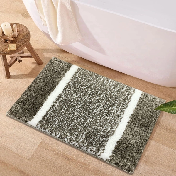 Luxe Home International Riyo Bath Mat, Super Soft Microfibre 1800 Gsm, Non-Slip, Absorbent - Door Mat for Bathroom, Bedroom, Kitchen, Floor - Pack of 1 - 38x58 cm, Taupe