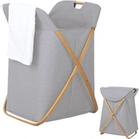 Luxe Home International Laundry Basket for Clothes, Premium Bamboo Big Storage Bag with Lid Multipurpose Used In Laundry Rooms, Bedrooms, Bathrooms (40x70 cm, Grey) - 40X36X70CM, Grey