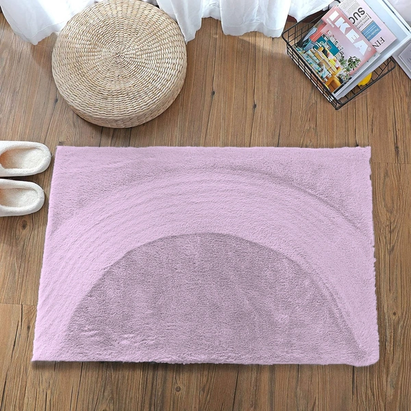 Luxe Home International Rectangular Bath Mat Super Soft Anti Skid Rabbit Fur Mats for Bathroom (40X60 Cm, Lilac) Pack of 1 - 40x60 cm, Lilac
