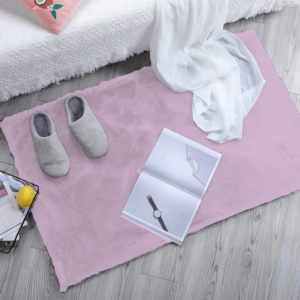 Luxe Home International Luxe Home Runner Super Soft Anti Skid Rabbit Fur (1000 GSM) Bathroom Mats ( 2 x 5 ft , Lilac ) Pack of 1 - 45x75 cm, Lilac