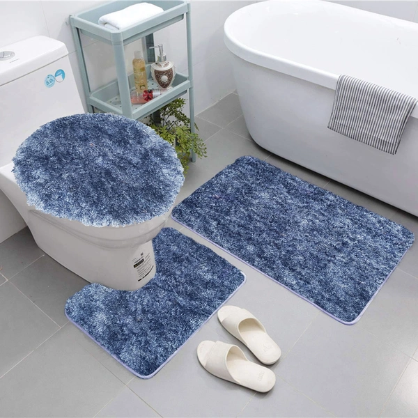 Luxe Home International Luxe Home Bath mat Super Soft Anti Skid Hawaii Contour Set of 3 Piece Rugs for Bathroom ( Charcoal, Medium ) - 45x75 cm, Charcoal