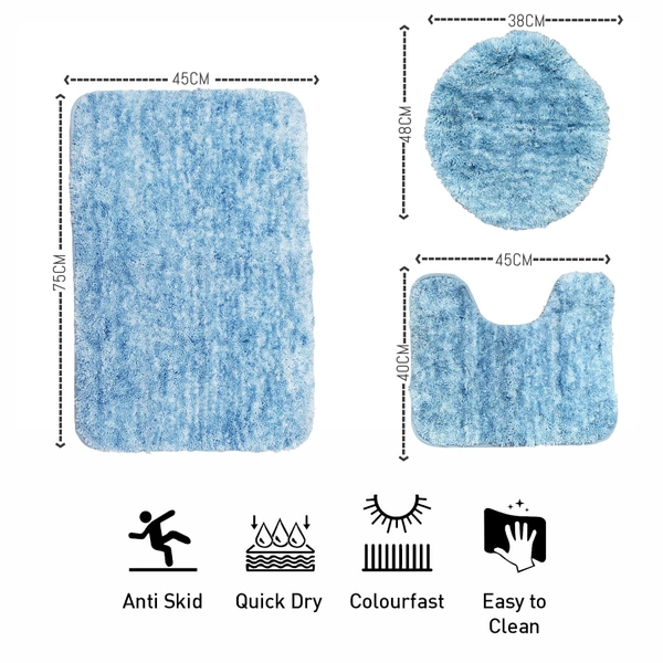Luxe Home International Luxe Home Bath mat Super Soft Anti Skid Hawaii Contour Set of 3 Piece Rugs for Bathroom ( Cloud, Medium ) - 45x75 cm, Cloud