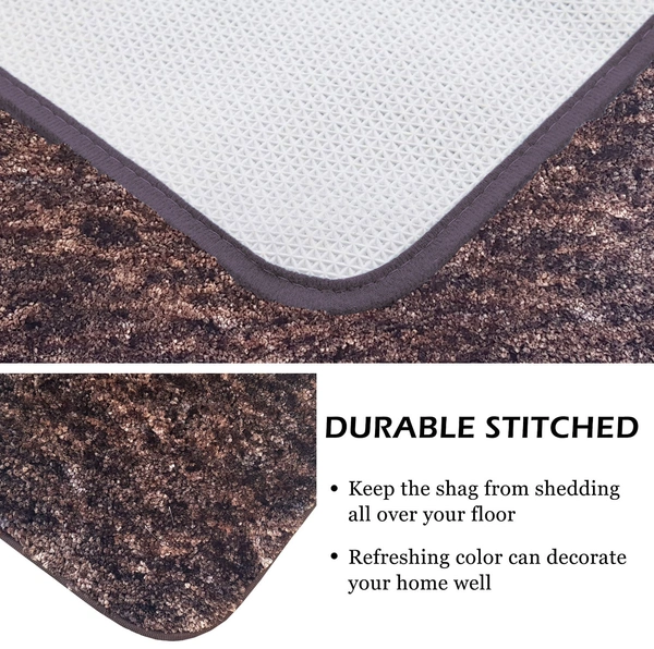 Luxe Home International Luxe Home Bath mat Super Soft Anti Skid Hawaii Contour Set of 3 Piece Rugs for Bathroom ( Cocoa, Medium ) - 45x75 cm, Cocoa