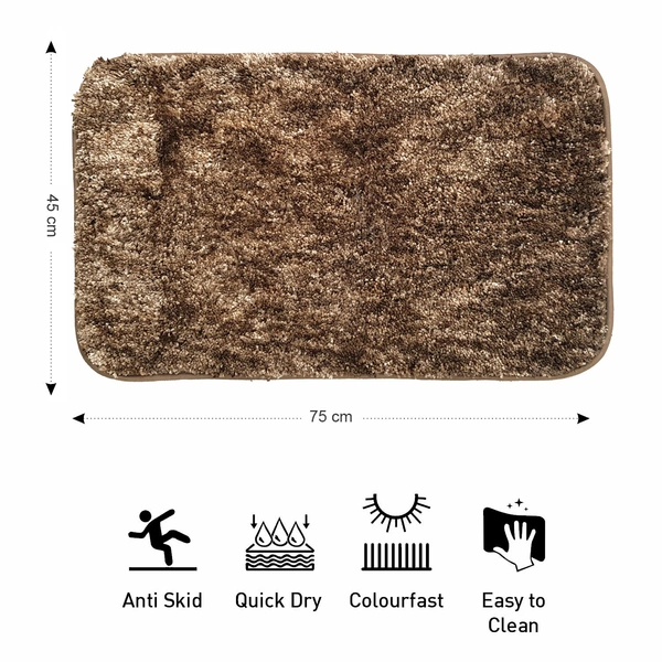 Luxe Home International Luxe Home Bath mat Super Soft Anti Skid Hawaii Contour Set of 3 Piece Rugs for Bathroom ( Coffee, Medium ) - 45x75 cm, Coffee
