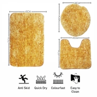 Luxe Home International Luxe Home Bath mat Super Soft Anti Skid Hawaii Contour Set of 3 Piece Rugs for Bathroom ( Gold, Medium ) - 45x75 cm, Gold