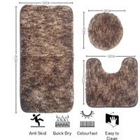Luxe Home International Luxe Home Bath mat Super Soft Anti Skid Hawaii Contour Set of 3 Piece Rugs for Bathroom ( Rock Brown, Medium ) - 45x75 cm, Brown
