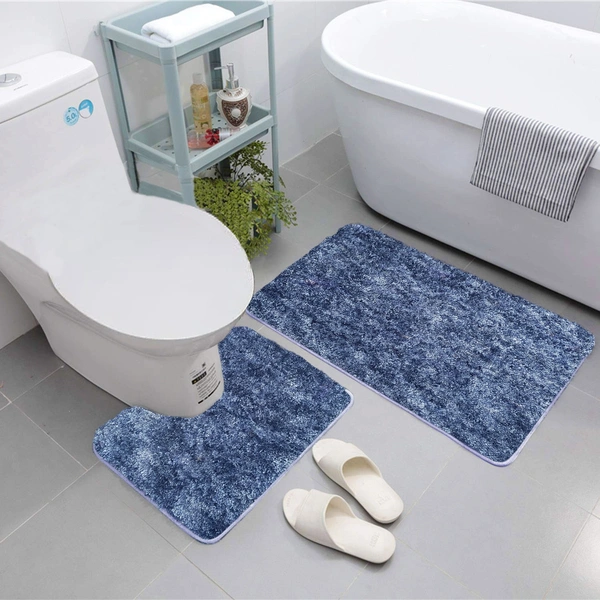 Luxe Home International Luxe Home Bath mat Super Soft Anti Skid Hawaii Contour Set of 2 Piece Rugs for Bathroom ( Charcoal, Medium ) - 45x75 cm, Charcoal