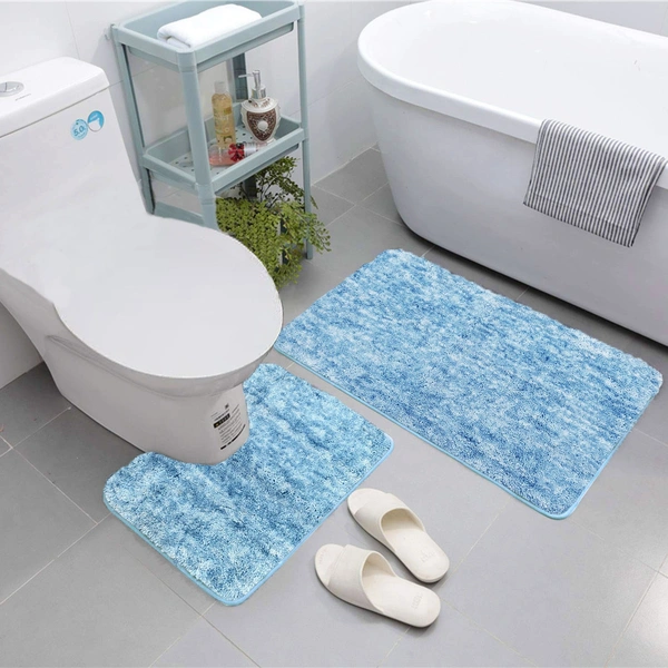 Luxe Home International Luxe Home Bath mat Super Soft Anti Skid Hawaii Contour Set of 2 Piece Rugs for Bathroom ( Cloud, Medium ) - 45x75 cm, Charcoal