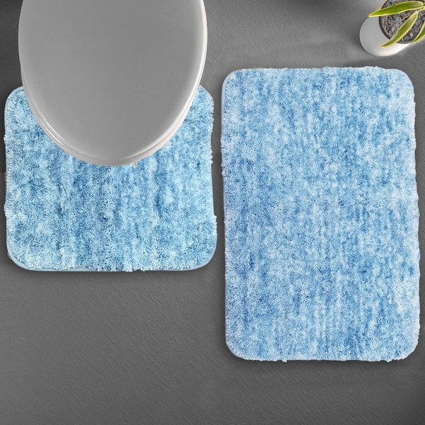 Luxe Home International Luxe Home Bath mat Super Soft Anti Skid Hawaii Contour Set of 2 Piece Rugs for Bathroom ( Cloud, Medium ) - 45x75 cm, Charcoal