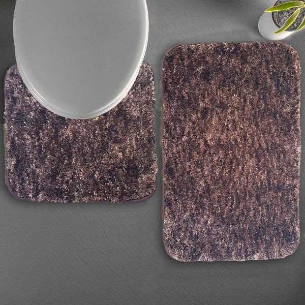Luxe Home International Luxe Home Bath mat Super Soft Anti Skid Hawaii Contour Set of 2 Piece Rugs for Bathroom ( Cocoa, Medium ) - 45x75 cm, Cocoa