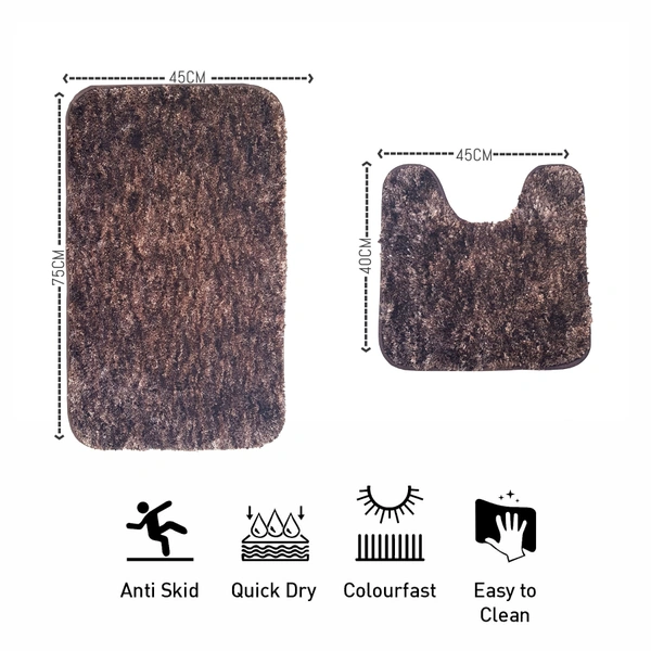 Luxe Home International Luxe Home Bath mat Super Soft Anti Skid Hawaii Contour Set of 2 Piece Rugs for Bathroom ( Cocoa, Medium ) - 45x75 cm, Cocoa