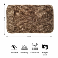 Luxe Home International Luxe Home Bath mat Super Soft Anti Skid Hawaii Rugs for Bathroom ( Coffee, Medium ) Pc-1 - 45x75 cm, Coffee