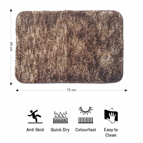 Luxe Home International Luxe Home Bath mat Super Soft Anti Skid Hawaii Rugs for Bathroom ( Rock Brown, Medium ) Pc-1 - 45x75 cm, Brown
