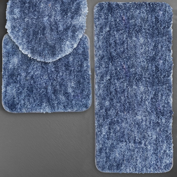 Luxe Home International Luxe Home Bath mat Super Soft Anti Skid Hawaii Contour Set of 3 Piece Rugs for Bathroom ( Charcoal, Large ) - 60x90 cm, Charcoal