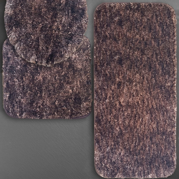 Luxe Home International Luxe Home Bath mat Super Soft Anti Skid Hawaii Contour Set of 3 Piece Rugs for Bathroom ( Cocoa, Large ) - 60x90 cm, Cocoa