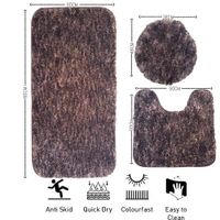 Luxe Home International Luxe Home Bath mat Super Soft Anti Skid Hawaii Contour Set of 3 Piece Rugs for Bathroom ( Cocoa, Large ) - 60x90 cm, Cocoa