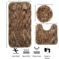 Luxe Home International Luxe Home Bath mat Super Soft Anti Skid Hawaii Contour Set of 3 Piece Rugs for Bathroom ( Coffee, Large ) - 60x90 cm, Coffee