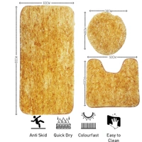Luxe Home International Luxe Home Bath mat Super Soft Anti Skid Hawaii Contour Set of 3 Piece Rugs for Bathroom ( Gold, Large ) - 60x90 cm, Gold