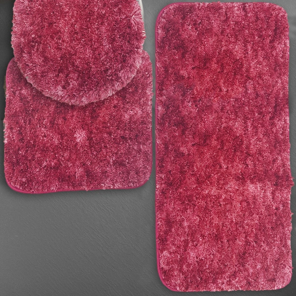Luxe Home International Luxe Home Bath mat Super Soft Anti Skid Hawaii Contour Set of 3 Piece Rugs for Bathroom ( Pastel Red, Large ) - 60x90 cm, Pastel Red