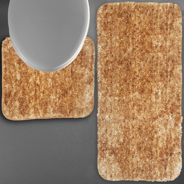 Luxe Home International Luxe Home Bath mat Super Soft Anti Skid Hawaii Contour Set of 2 Piece Rugs for Bathroom ( Anti Gold, Large ) - 60x90 cm, Anti Gold