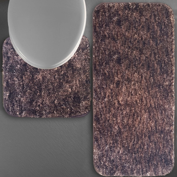 Luxe Home International Luxe Home Bath mat Super Soft Anti Skid Hawaii Contour Set of 2 Piece Rugs for Bathroom ( Cocoa, Large ) - 60x90 cm, Cocoa