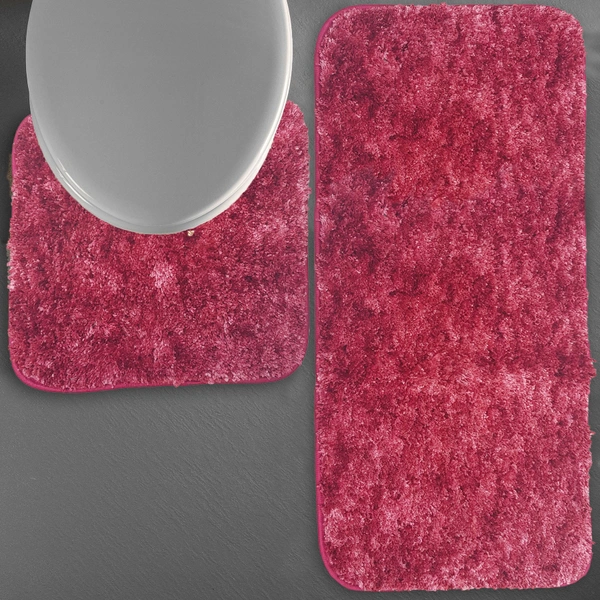 Luxe Home International Luxe Home Bath mat Super Soft Anti Skid Hawaii Contour Set of 2 Piece Rugs for Bathroom ( Pastel Red, Large ) - 60x90 cm, Pastel Red