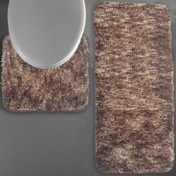 Luxe Home International Luxe Home Bath mat Super Soft Anti Skid Hawaii Contour Set of 2 Piece Rugs for Bathroom ( Rock Brown, Large ) - 60x90 cm, Brown