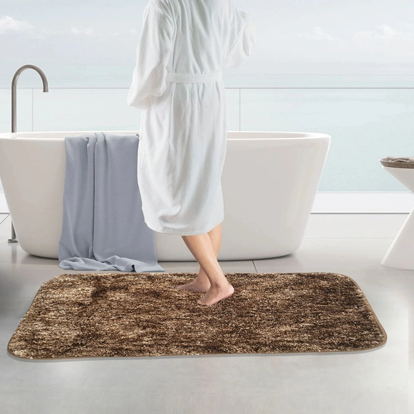 Luxe Home International Luxe Home Bath mat Super Soft Anti Skid Hawaii Rugs for Bathroom ( Coffee, Large ) Pc-1 - 60x90 cm, Coffee