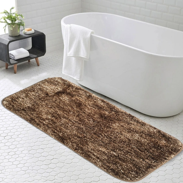 Luxe Home International Luxe Home Bath mat Super Soft Anti Skid Hawaii Rugs for Bathroom ( Coffee, Large ) Pc-1 - 60x90 cm, Coffee