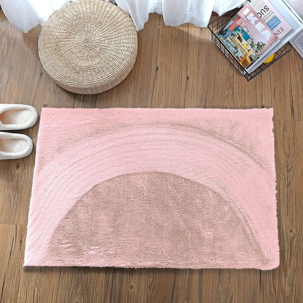 Luxe Home International Rectangular Bath Mat Super Soft Anti Skid Rabbit Fur Mats for Bathroom (40X60 Cm, Peach) Pack of 1 - 40x60 cm, Peach