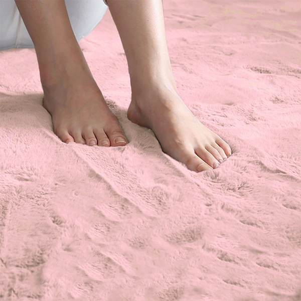 Luxe Home International Rectangular Bath Mat Super Soft Anti Skid Rabbit Fur Mats for Bathroom (40X60 Cm, Peach) Pack of 1 - 40x60 cm, Peach