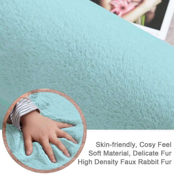 Luxe Home International Luxe Home Bath Mat Super Soft Anti Skid Rabbit Fur (1000 GSM) Bathroom Mats for Bedroom, Door, Kitchen Floor ( 40 X 60 cm , Turquish ) Pack of 1 - 40x60 cm, Turquish