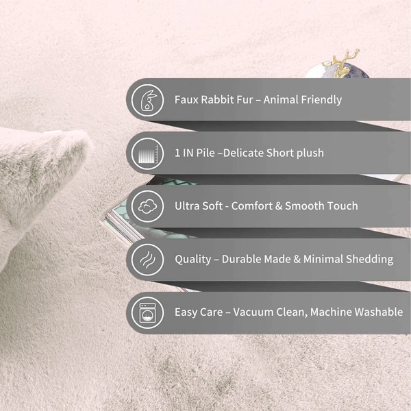 Luxe Home International Luxe Home Bath Mat Super Soft Anti Skid Rabbit Fur (1000 GSM) Bathroom Mats for Bedroom, Door, Kitchen Floor ( 45 x 45 cm , Skin ) Pack of 1 - 45x75 cm, Skin