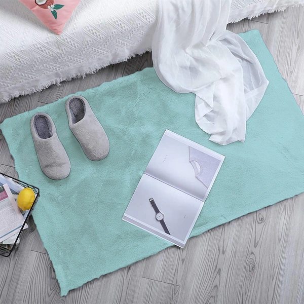 Luxe Home International Luxe Home Bath Mat Super Soft Anti Skid Rabbit Fur (1000 GSM) Bathroom Mats for Bedroom, Door, Kitchen Floor ( 45 x 45 cm , Turquish ) Pack of 1 - 45x75 cm, Turquish
