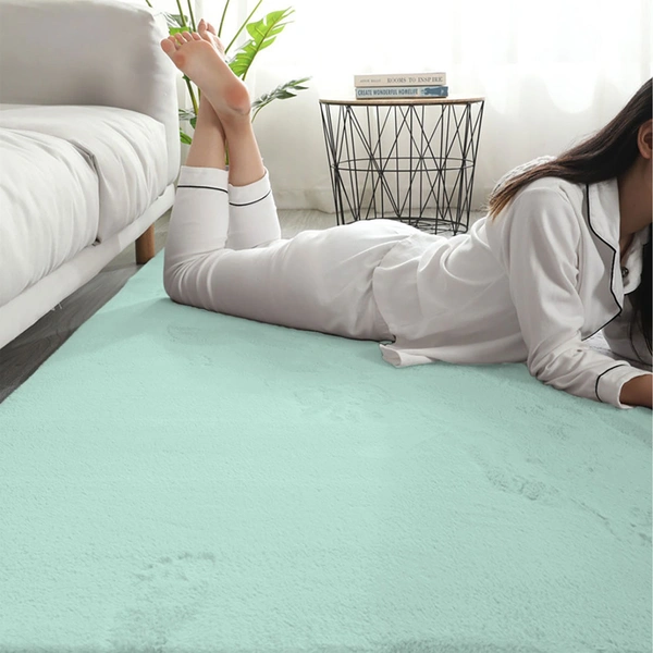 Luxe Home International Rectangular Bath Mat Super Soft Anti Skid Rabbit Fur (1000 GSM) Bathroom Mats for Bedroom, Door, Kitchen Floor (60 X 90 Cm, Lime) Pack of 1 - 60x90 cm, Lime