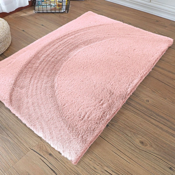 Luxe Home International Luxe Home Bath Mat Super Soft Anti Skid Rabbit Fur (1000 GSM) Bathroom Mats for Bedroom, Door, Kitchen Floor ( 60 x 90 cm , Peach ) Pack of 1 - 60x90 cm, Peach