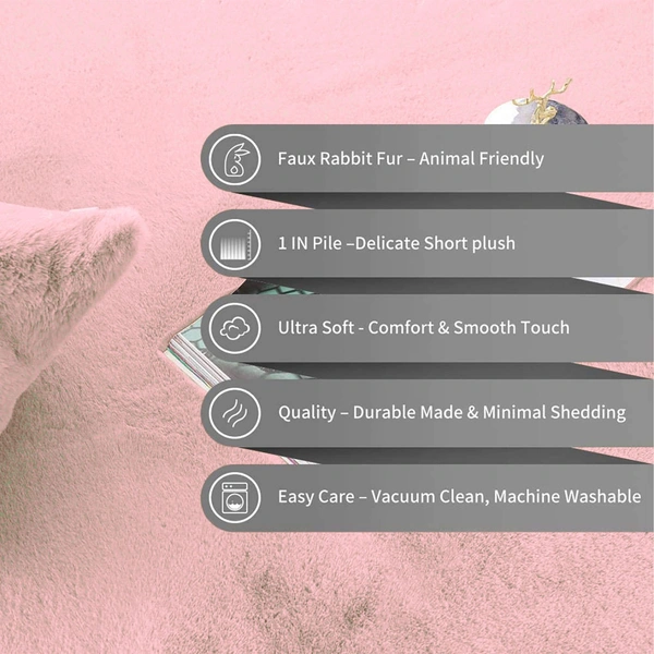 Luxe Home International Luxe Home Bath Mat Super Soft Anti Skid Rabbit Fur (1000 GSM) Bathroom Mats for Bedroom, Door, Kitchen Floor ( 60 x 90 cm , Peach ) Pack of 1 - 60x90 cm, Peach