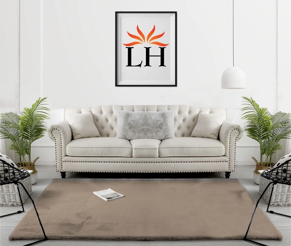 Luxe Home International Carpet Super Soft Anti Skid Rabbit Fur Area Rugs for Bedroom, Living-Room, Office, Hotels - 6X9, Taupe