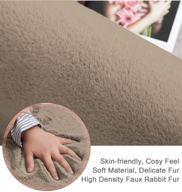 Luxe Home International Carpet Super Soft Anti Skid Rabbit Fur Area Rugs for Bedroom, Living-Room, Office, Hotels - 6X9, Taupe