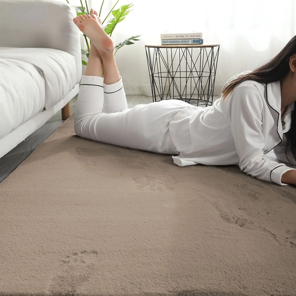 Luxe Home International Carpet Super Soft Anti Skid Rabbit Fur Area Rugs for Bedroom, Living-Room, Office, Hotels - 6X9, Taupe