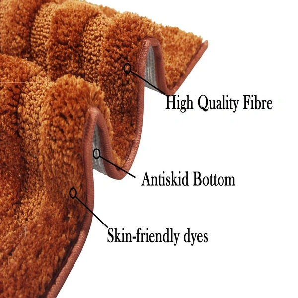 Luxe Home International Luxe Home Bath mat 2500 GSM Microfiber Super Soft, Anti Skid, Classic Mats for Bathroom, Kitchen, Entrance (Rust, 40cm x 60cm, Pack of 2) - 40x60 cm, Rust